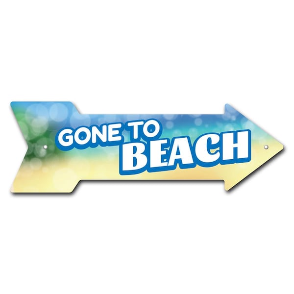 Signmission Gone To Beach Arrow Sign Funny Home Decor 24in Wide P-ARROW8-999840 - main